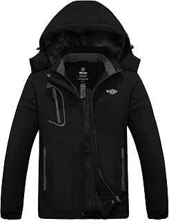 Wantdo Women's Mountain Ski Jacket, Warm Winter Fleece Coat, Waterproof and Breathable Raincoat, Outdoor Hooded Windbreaker Jackets