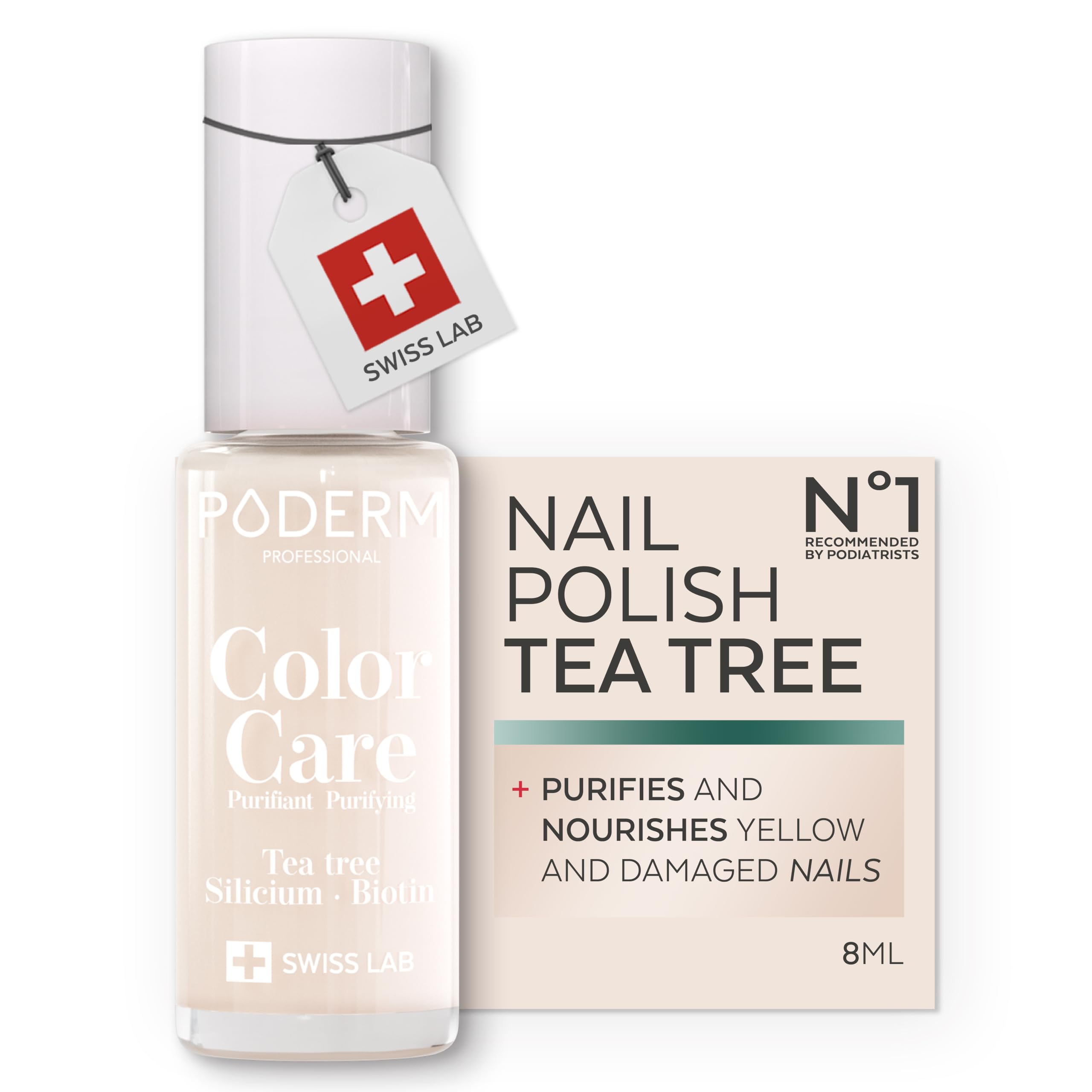 PODERM Nail Care Polish with Tea Tree - Milky | 8 ML - Swiss Lab