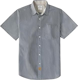 Dubinik® Mens Short Sleeve Button Down Shirts 100% Cotton Plaid Men's Casual Button-Down Shirts with Pocket