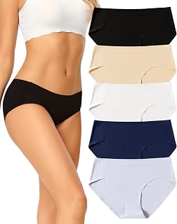 VOENXE Seamless Underwear for Women,No Show Hipster Ladies Bikini Panties