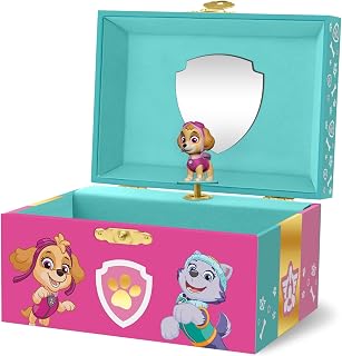 Mini Treasures Paw Patrol Musical Jewelry Box for Girls | Jewelry Box with Spinning Skye Figurine, Paw Patrol Toys for Kids Ages 3-5