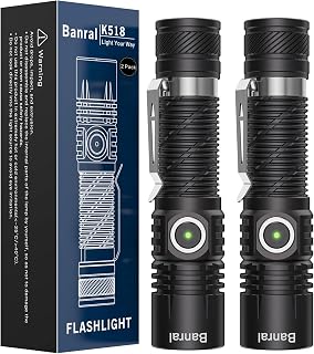 Banral Rechargeable Small Powerful Torch, Pocket Mini LED Torches | Compact EDC, USB-C Rechargeable, 12H Runtime, 4 Modes Zoomable, Memory Function, Waterproof for Home, Camping, Emergency, Car