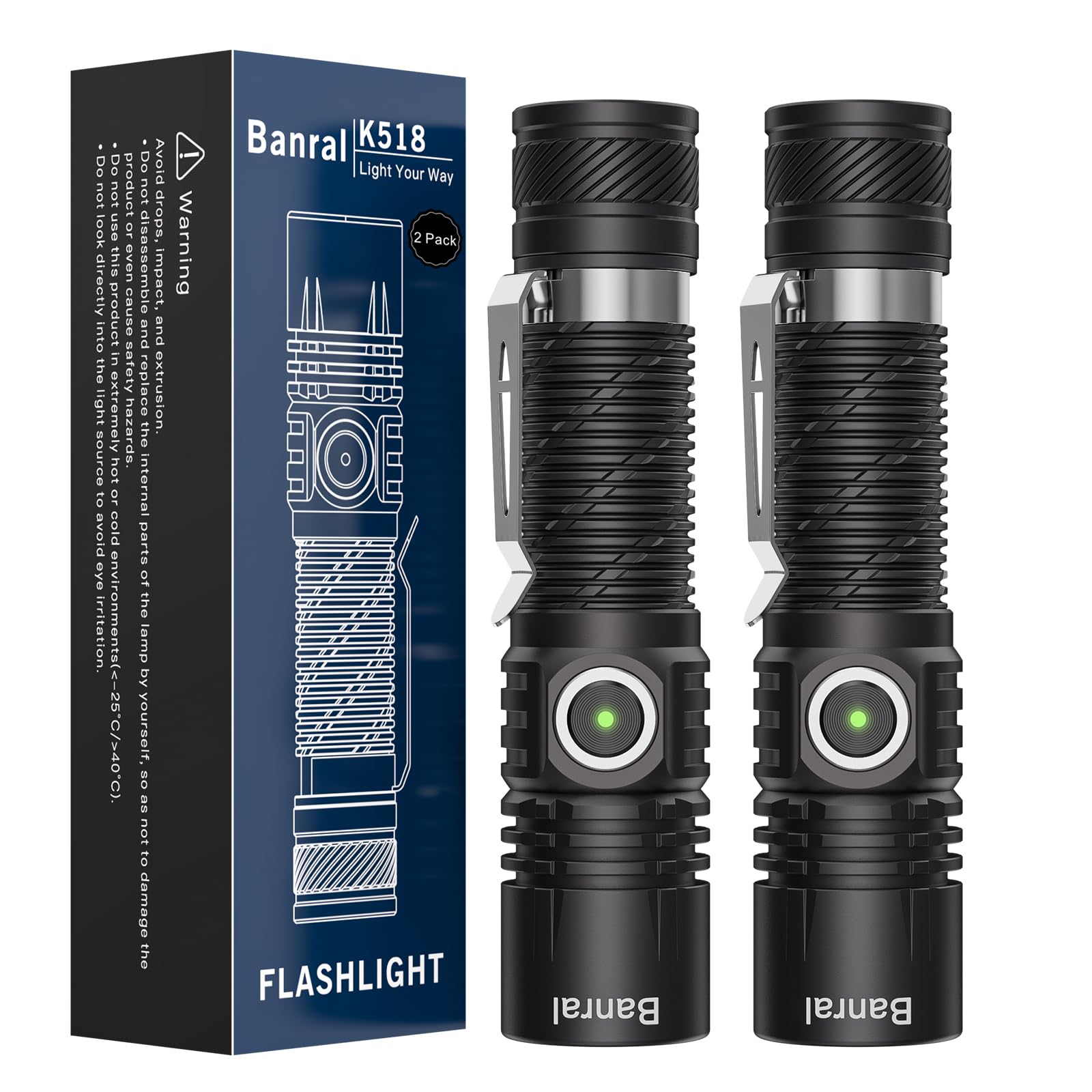 Banral Rechargeable Small Powerful Torch, Pocket Mini LED Torches | Compact EDC,