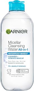 Garnier SkinActive Micellar Water For Waterproof Makeup, Facial Cleanser & Makeup Remover, 13.5 Fl Oz (400mL), 1 Count (Packaging May Vary)