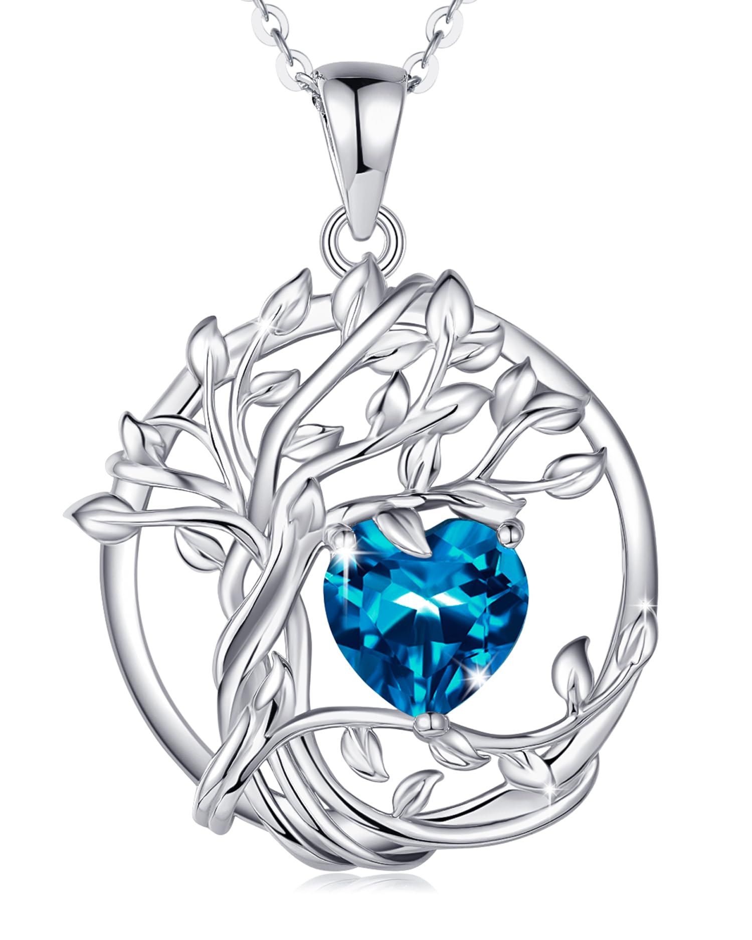 FANCIME Tree of life Birthstone necklace Sterling Silver Jewelry for Women