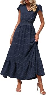 PRETTYGARDEN Womens Dresses 2026 Summer Boho Long Swiss Dot Maxi Dress