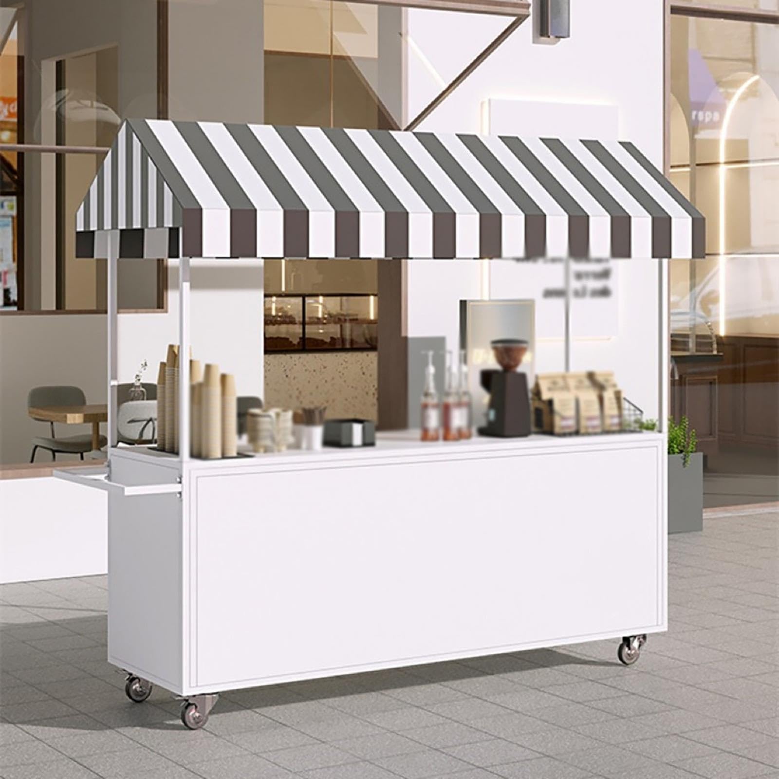 Portable Street Food Cart with Canopy, Heavy-Duty Iron Market Stall | Mobile ven