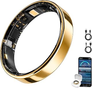 MaxKite Slim Ultra Thin Smart Ring, Health & Sleep Tracker, Gold 7 | Ultra Thin Smart Ring for Women & Men, Tracks Sleep, Heart Rate, Steps & Fitness. Waterproof, No Subscription, iOS & Android