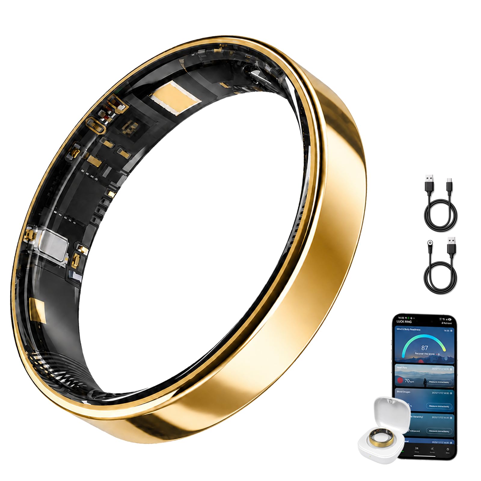MaxKite Slim Ultra Thin Smart Ring, Health & Sleep Tracker, Gold 7 | Ultra Thin 