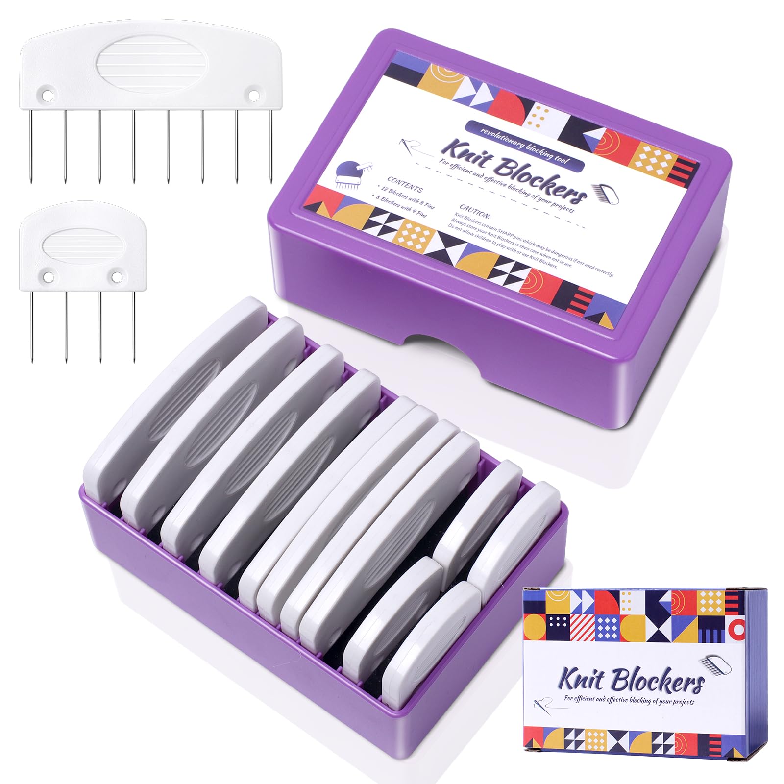 Opstin 20Pcs Knit Blocking Pins Kit, Knit Blockers Pins Kit, Knit Blocking Combs