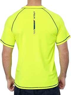 Mens Swim Shirt Short Sleeve Quick Dry UPF 50+ Sun Protection Rash Guard Beach Fishing T-Shirts