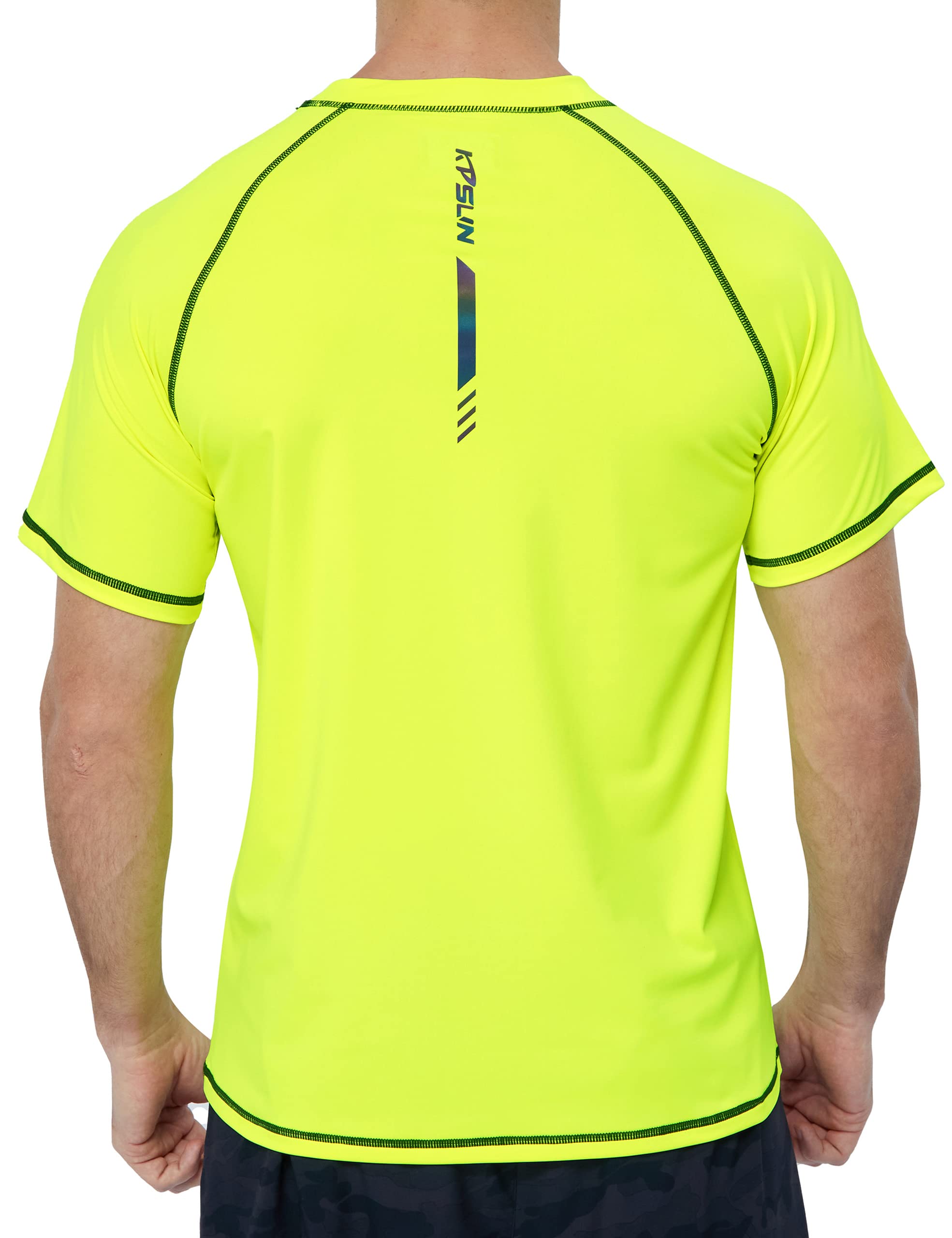 Mens Swim Shirt Short Sleeve Quick Dry UPF 50+ Sun Protection Rash Guard Beach F