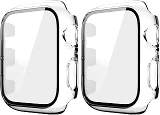 2 Pack Apple Watch Series 3 2 1 38mm Tempered Glass Full Coverage Shockproof Case Cover (38mm, Clear + Clear)