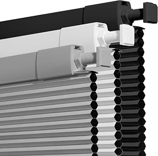 HOTSOON No Drill Blackout Cellular Shades,Light Gray,Customized Size | Cordless Honeycomb Blinds for Indoor Windows,No Tools Shades for Home,Easy to Install,Thermal Insulated,Noise Reduction