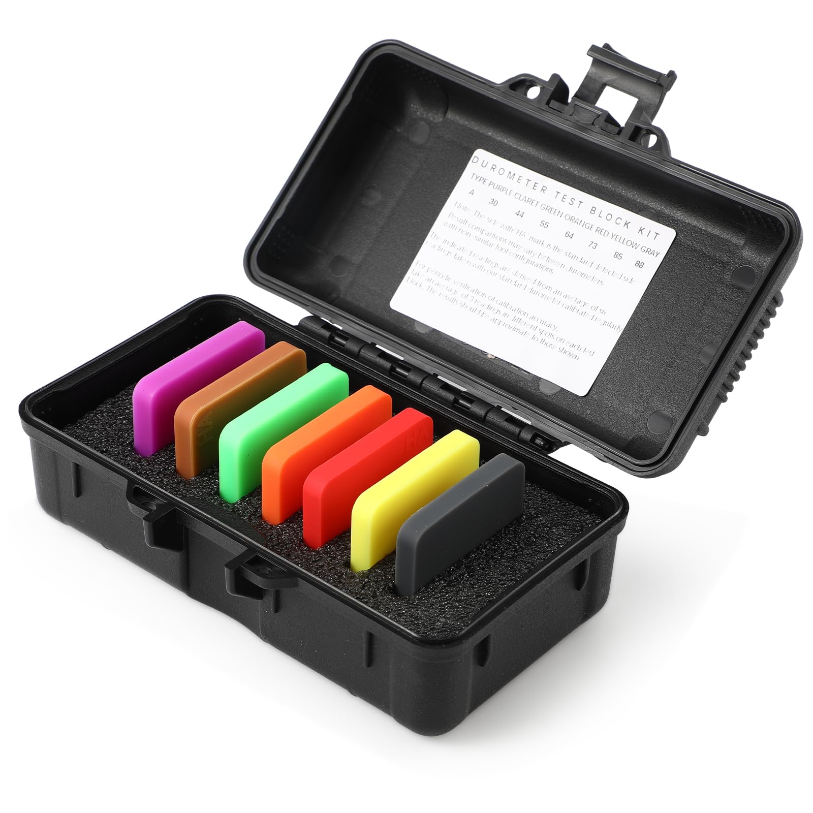 Konohan Shore A Hardness Test Block Kit, 7 Color, for Rubber Durometer | 30A-88A