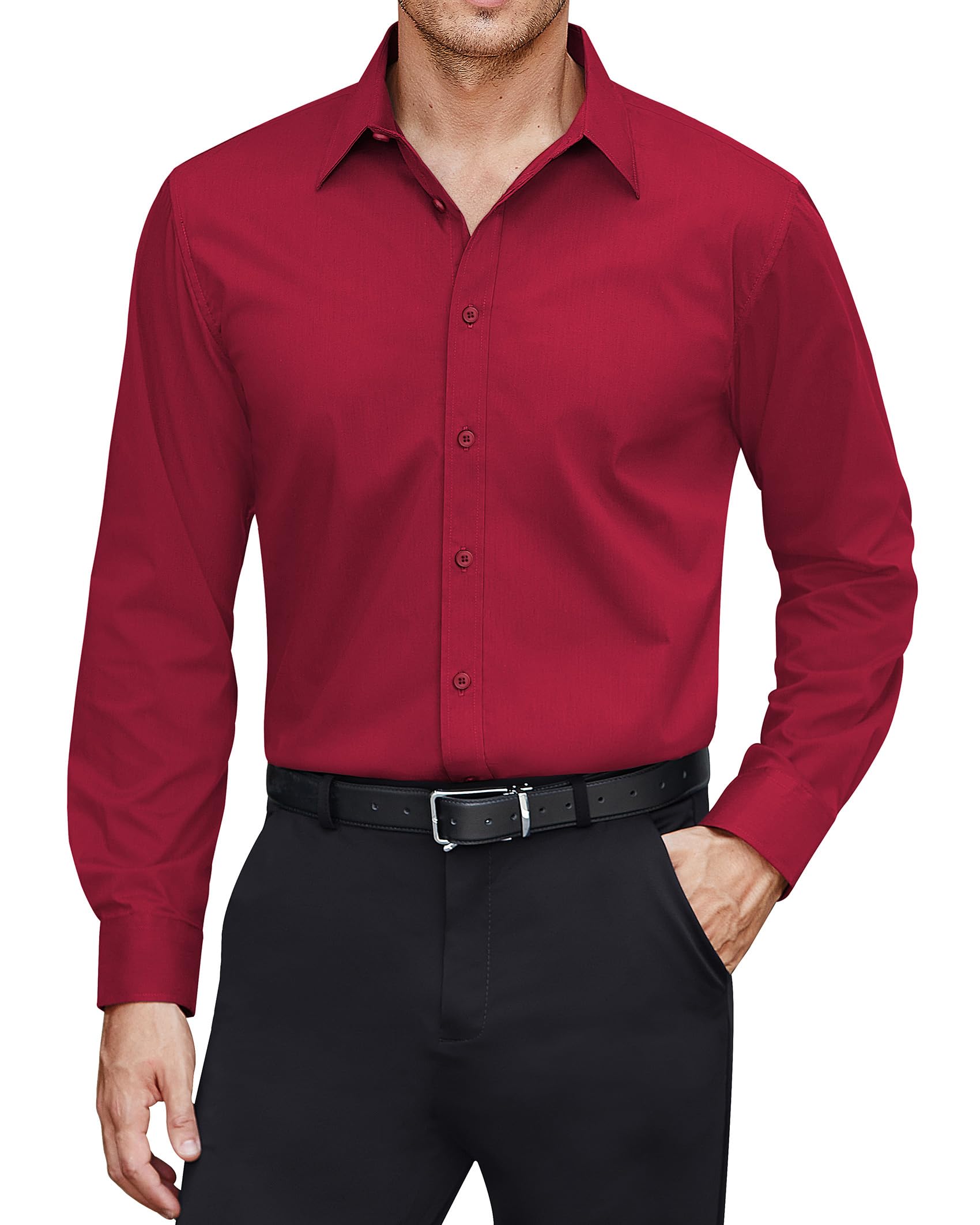 J.VER Mens Long Sleeve Stretch Regular Fit Casual Formal Shirts