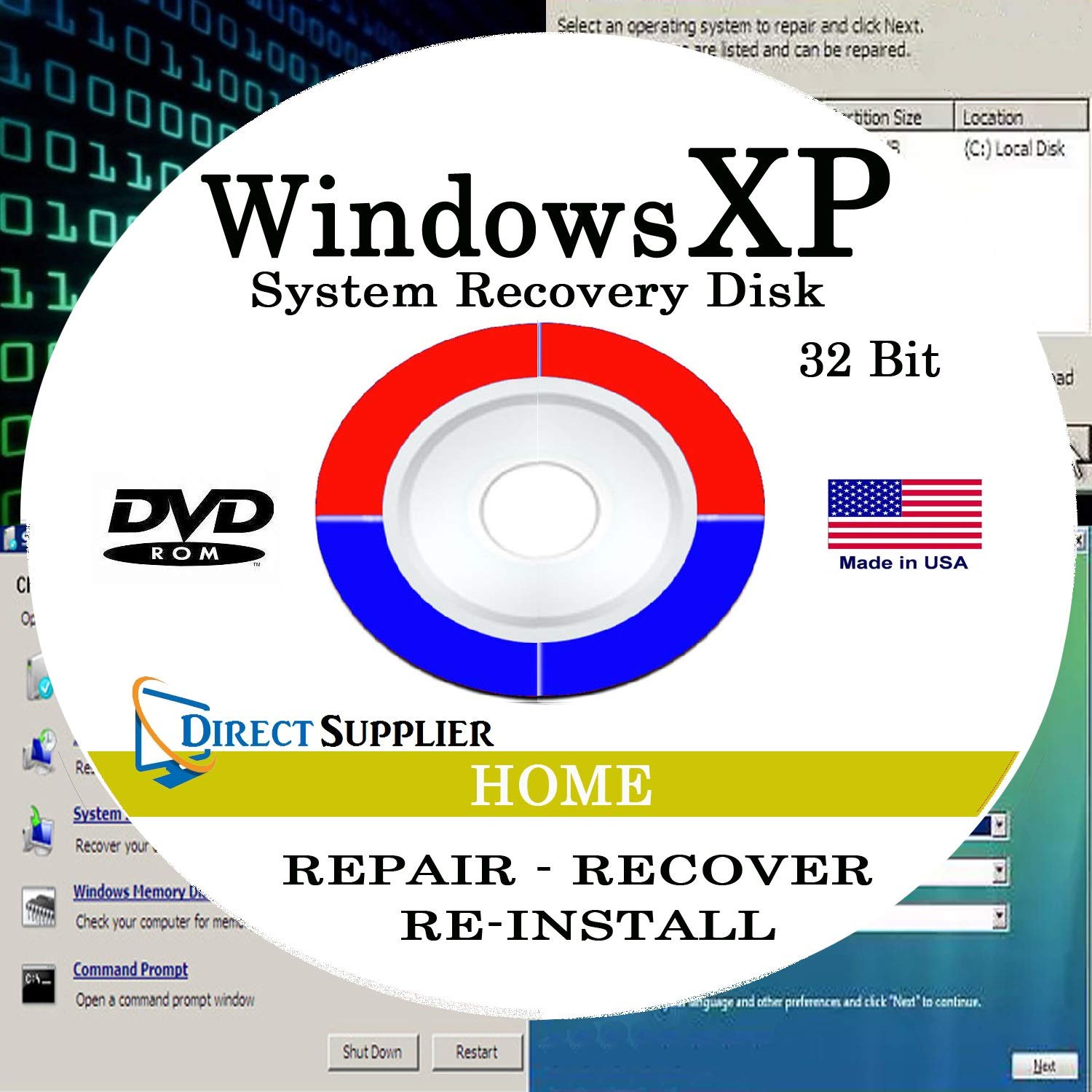 Direct Supplier - Compatible with WIN XP - 32 Bit DVD, Supports HOME edition. Re