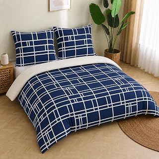 Pamposh Bedding Set Ultra Soft Microfiber Duvet Cover with Pillowcase - Bedding Set with Zipper (Blue, (135 x 200 cm) + (1 x Pillowcase 80 x 80 cm))