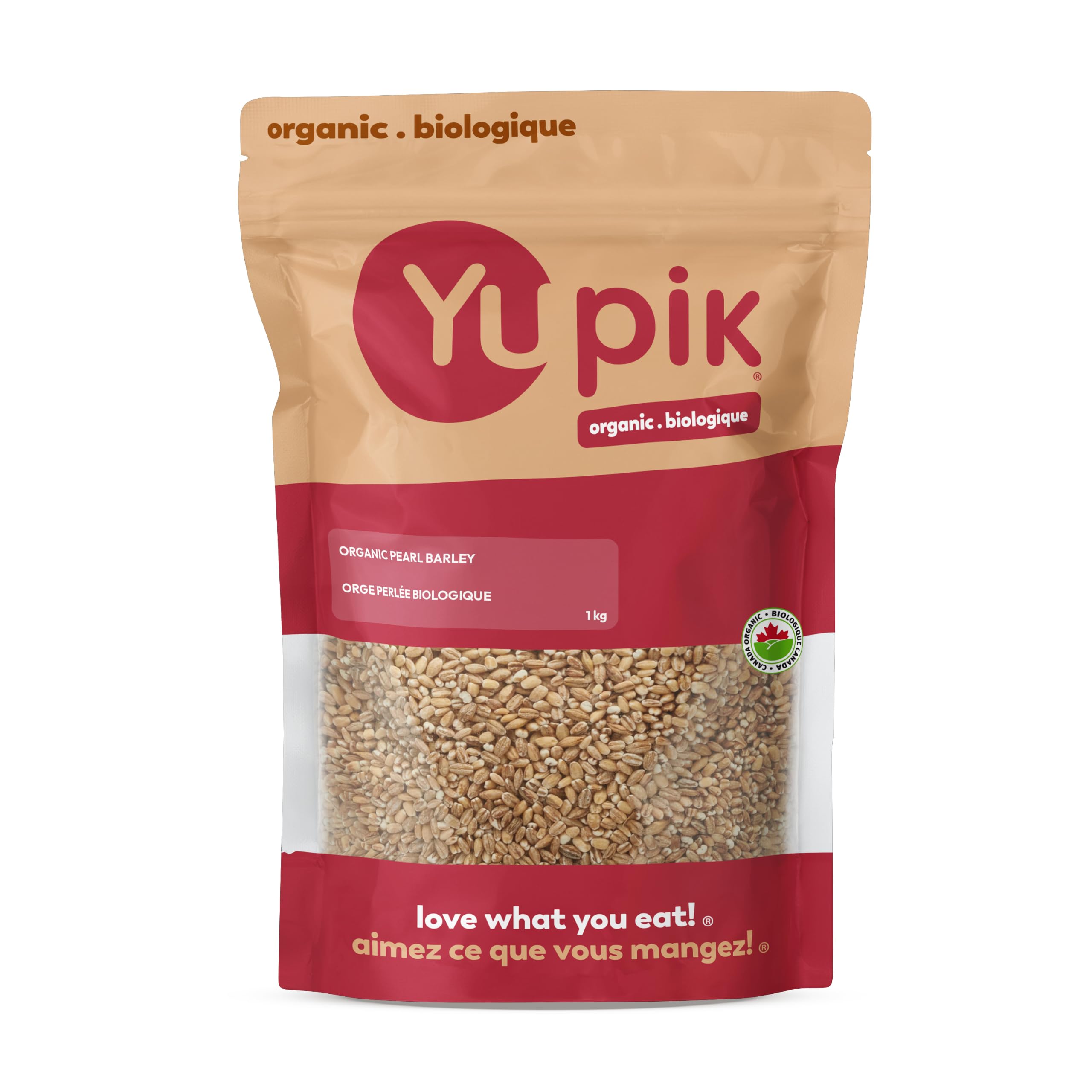 Yupik Organic Pearl Barley, 1 kg, Non-GMO, Kosher, Vegan, Hulled Grains, Salt-Fr