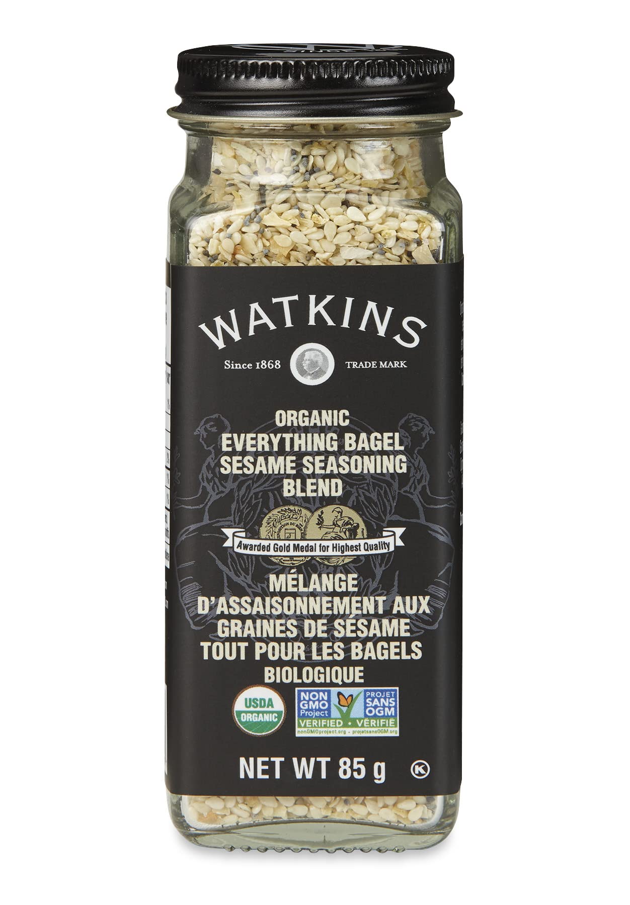 Watkins Gourmet Organic Spice Jar, Everything Bagel Sesame Seasoning Blend, Non-
