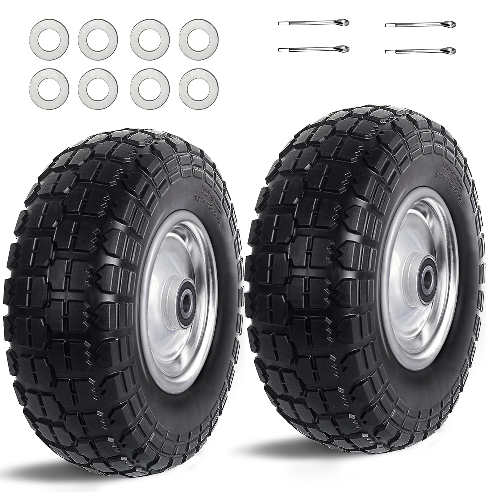 Kavedodu 12'' Flat Free Tires Rubber Replacement Solid Tire and Wheel Assemblies