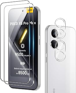 Fitudoos for Xiaomi Poco X8 Pro Max Tempered Glass Screen Protector [2 Pieces]+Camera Lens Protector [2 Pieces], [9H Hardness] [Scratch Resistant].