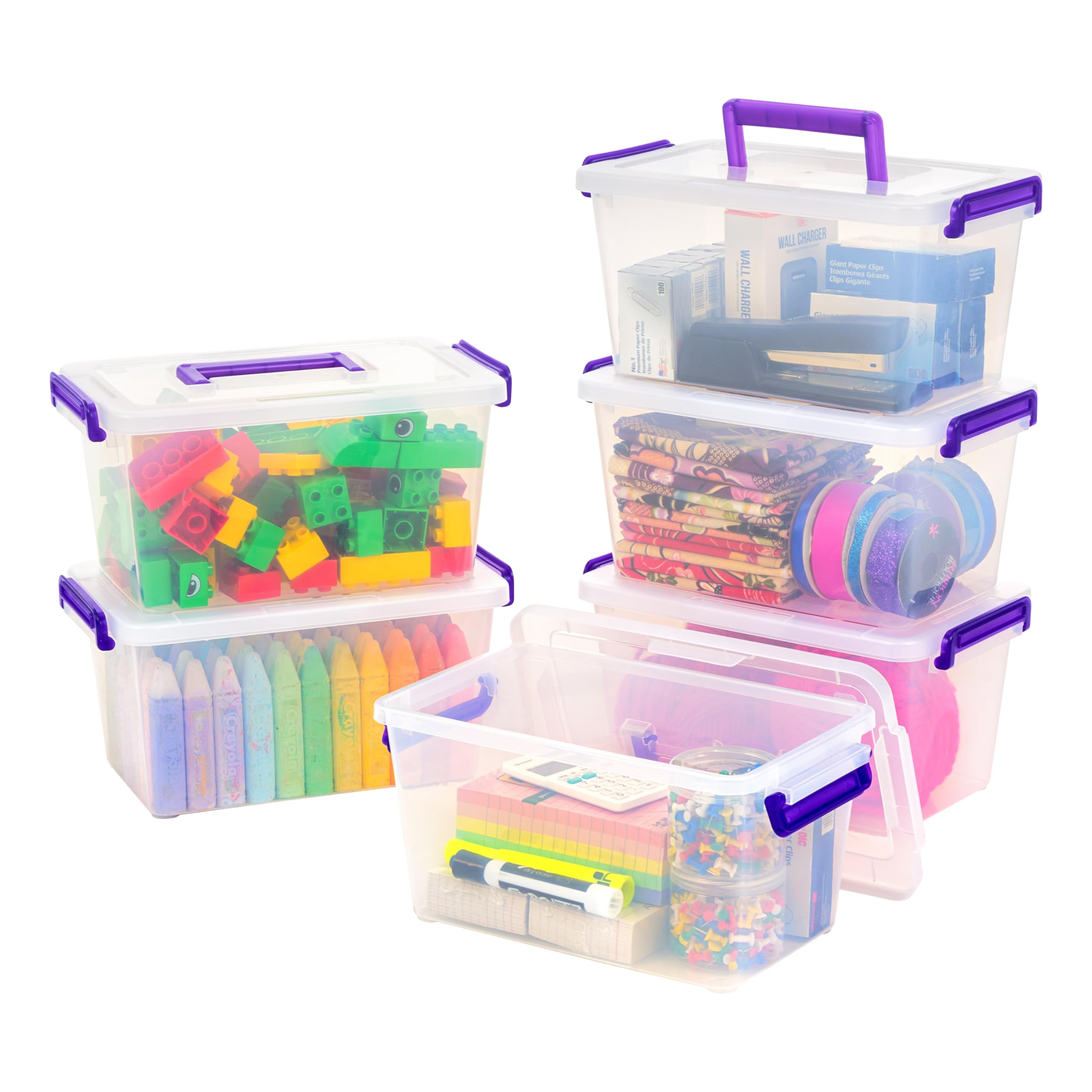 IRIS USA Storage Bins with Lids |Made in USA| 5 Qt - (6-Pack) - Clear | Built-In