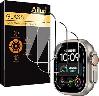 Ailun 3 Pack Screen Protector for Apple Watch Ultra 4/3/2/Ultra [Clear] | 49mm, Tempered Glass Film, Anti-Scratch, High Definition, Touch Sensitive