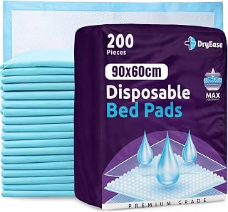 200 x DryEase Incontinence Bed Pads Disposable 90 x 60cm – Highly Absorbent