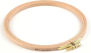 Nurge Premium Quality Beech Wood Embroidery Hoop, Cross Stitch Hoop with Gold Plated Adjustable Brass Screw for DIY Projects Ideal for Crafters,Beginners & Professionals - 6.3" Diameter & 0.31" Thick