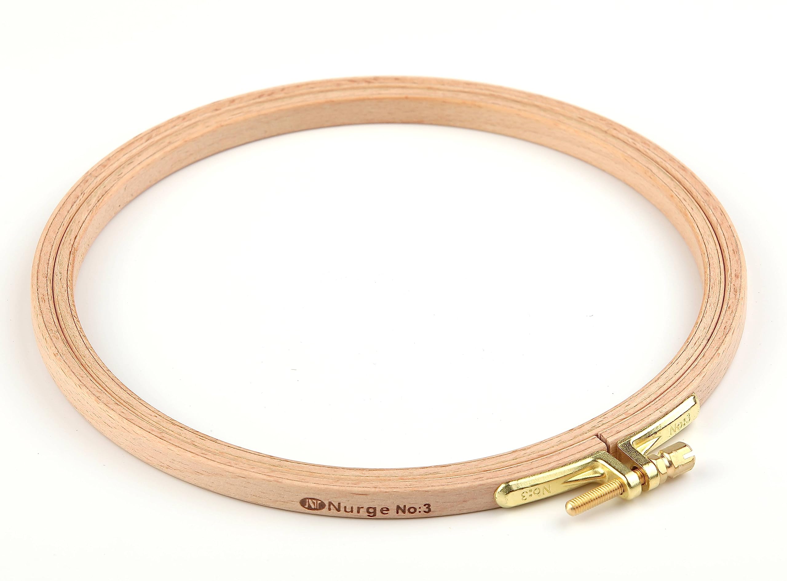 Nurge Premium Quality Beech Wood Embroidery Hoop, Cross Stitch Hoop with Gold Pl