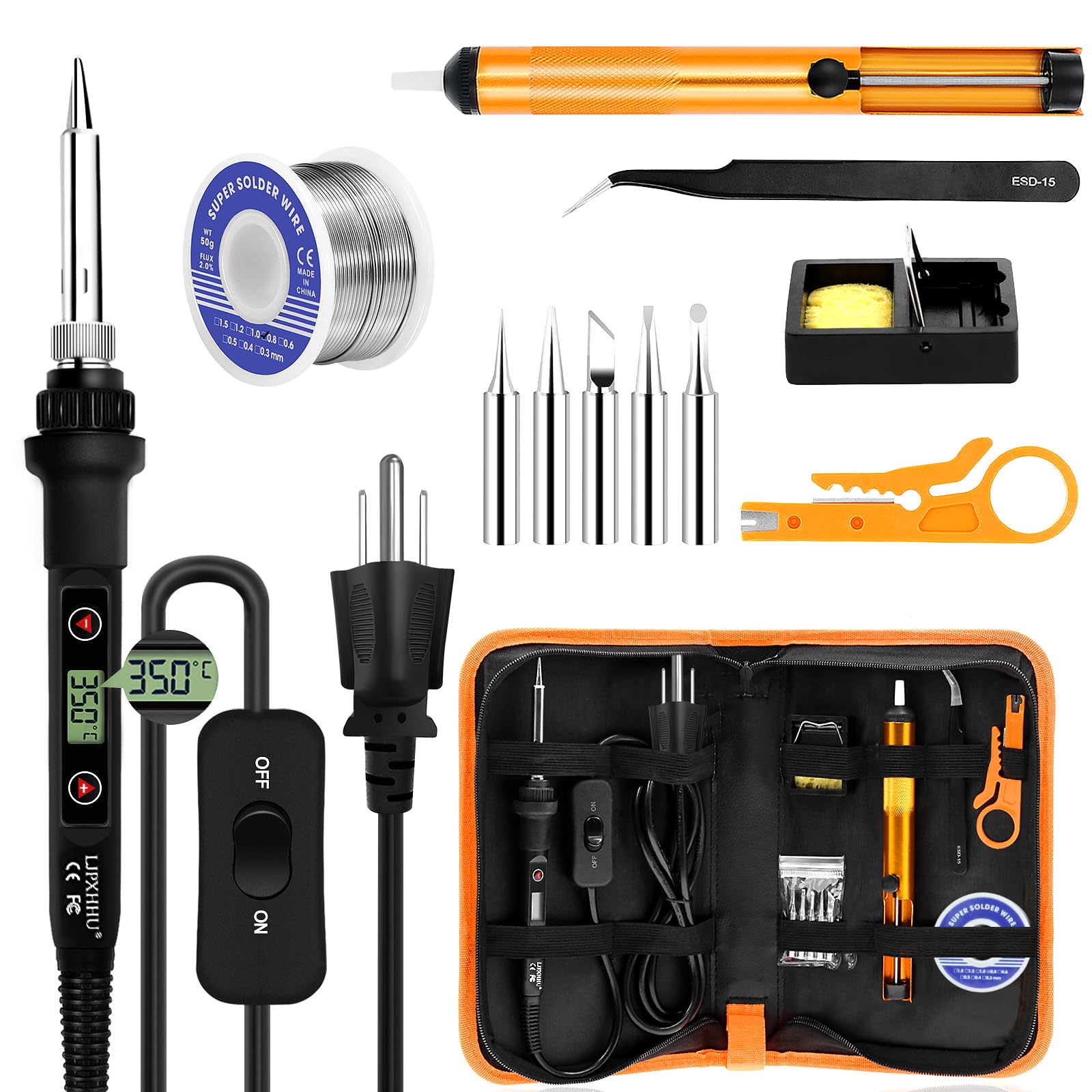 Soldering Iron Kit 80W LCD Adjustable Temp 180-520℃ Precision Repair | 15s Fast 