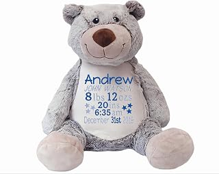Personalized Stuffed Animal, Personalized, Birth Stat Animal, Embroidered Stuffed Animal, Birth Announcement, Embroidered Animals - Bunny, Lion, Deer, Unicorn, Bear, Moose, Fox, Monkey, Angel Bear, Husky Dog, Unicorn, Bunny, Elephant