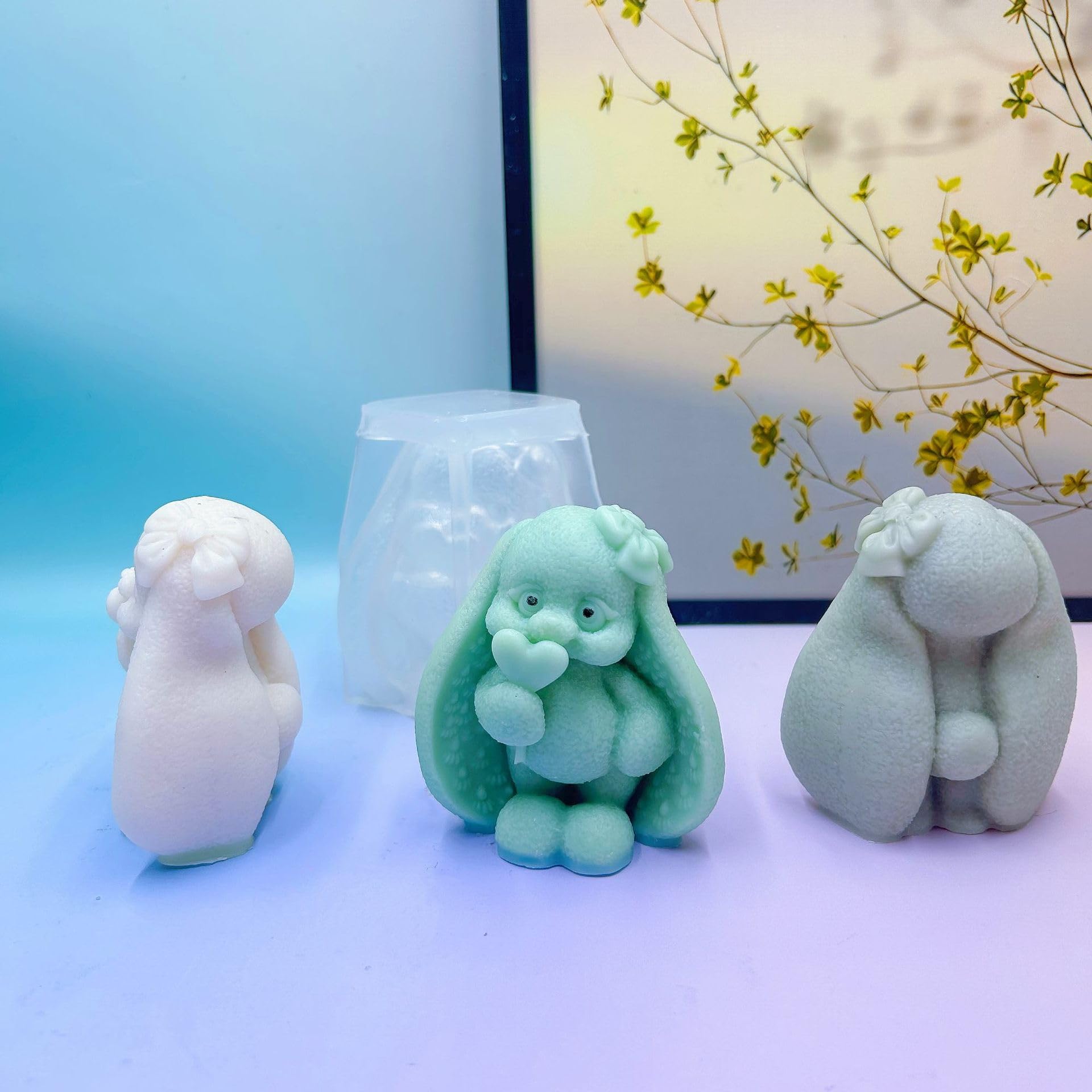 1Pcs Easter Big Ears Bunny Silicone Mold, Holiday Gifts for Aromatherapy Candles