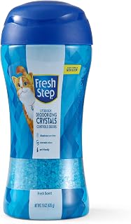Fresh Step - Cat Litter Deodorizer, Litter Box Crystals, Fresh Scent, 15 oz | Pet friendly, completely non-toxic blue formula that dissolves over time, leaves no residue; sprinkle in with each scoop