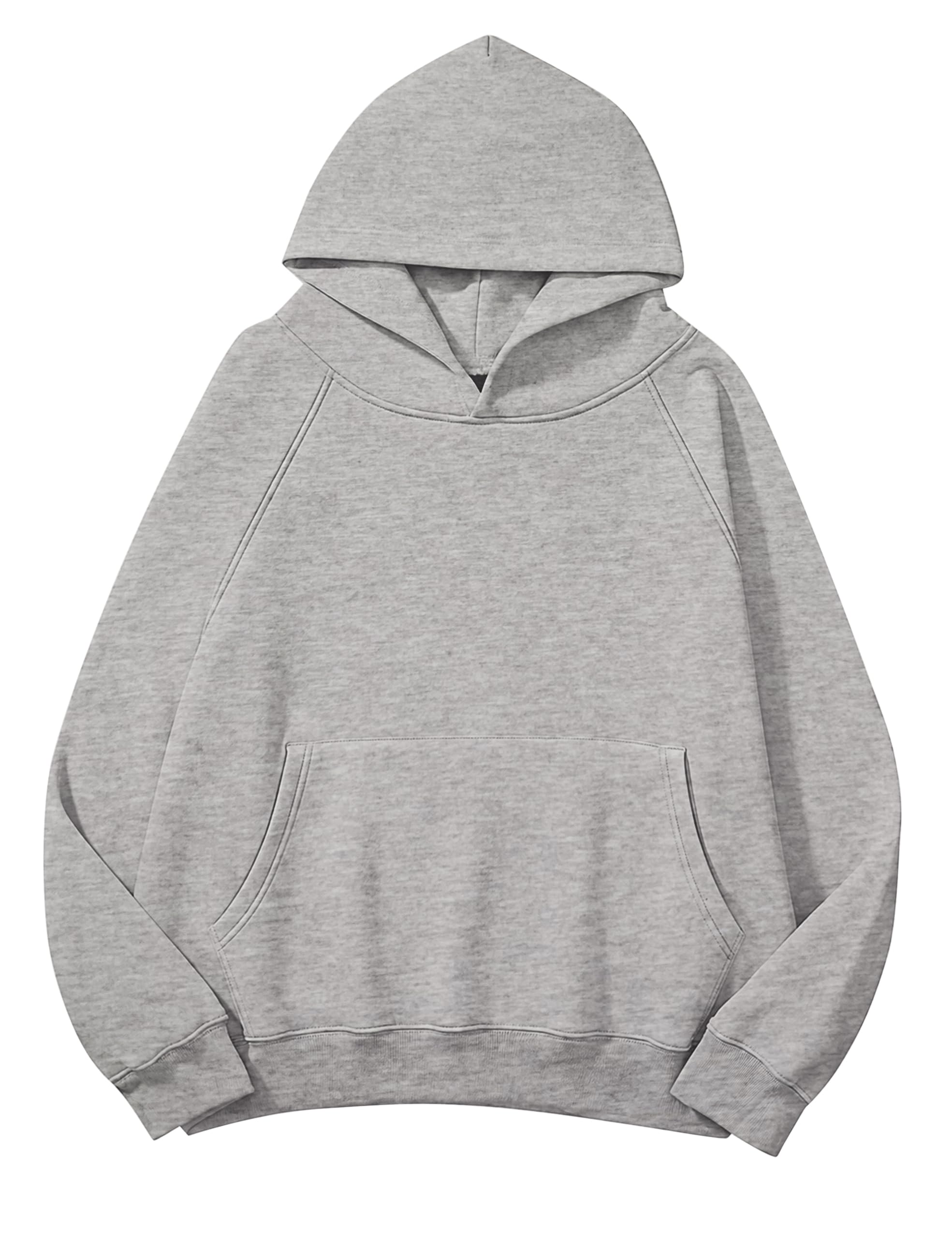 Lauweion Women Solid Basic Fleece Letter Loose Hoodie Sweatshirt Long Sleeve Kan