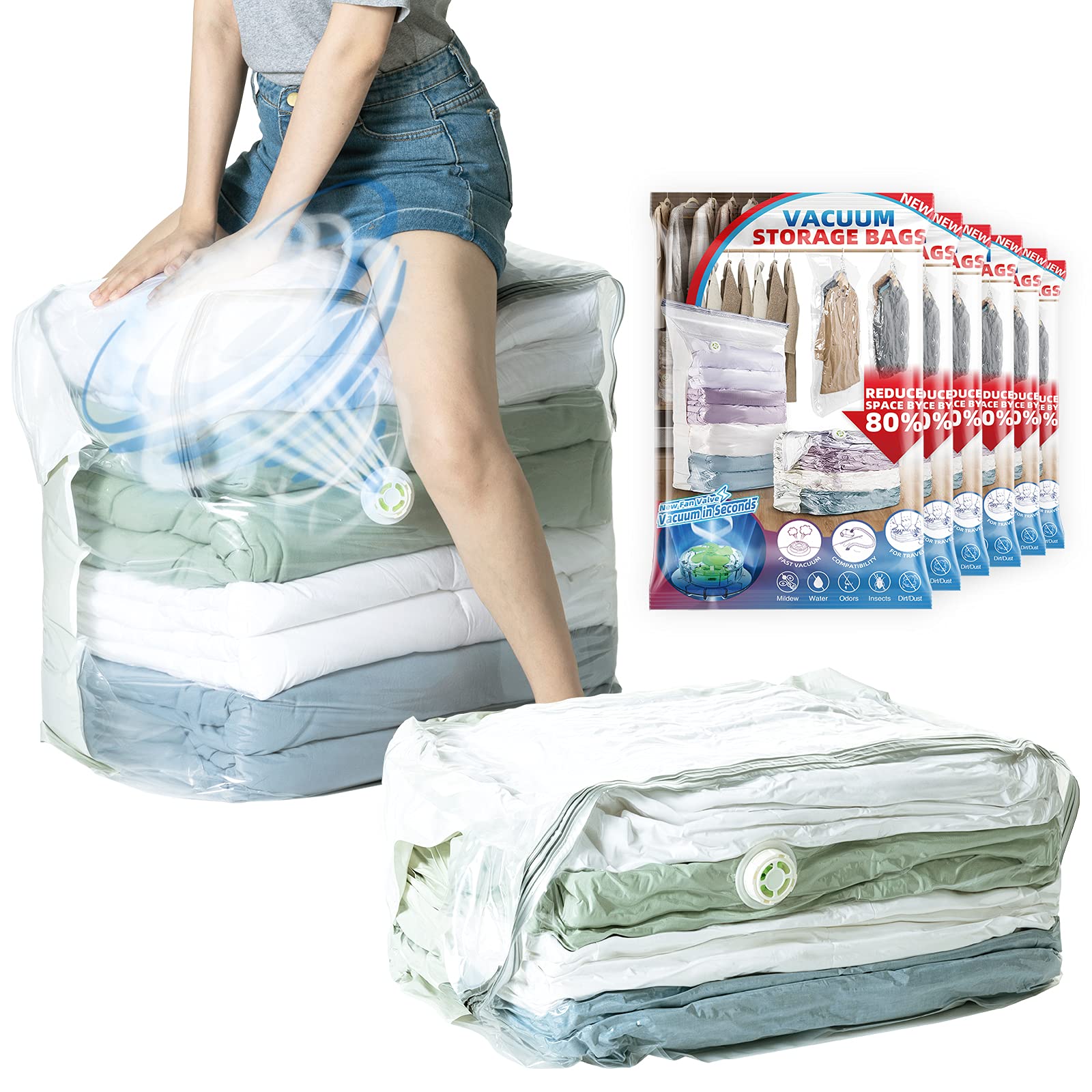 TAILI 6 Pack Vacuum Storage Bags, Extra Large Cube (40x28x18x18 Inch), Supe Jumb