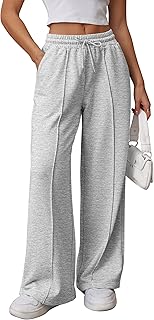 ATHMILE Womens Wide Leg Sweatpants High Waisted Baggy Teen Girl Pants