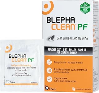 Blephaclean PF Cleansing Eyelid Wipes, for Sensitive Eyelids, 20 Wipes | Sterile eyelid wipes, for all skin types, suitable from 3 months, plastic-free