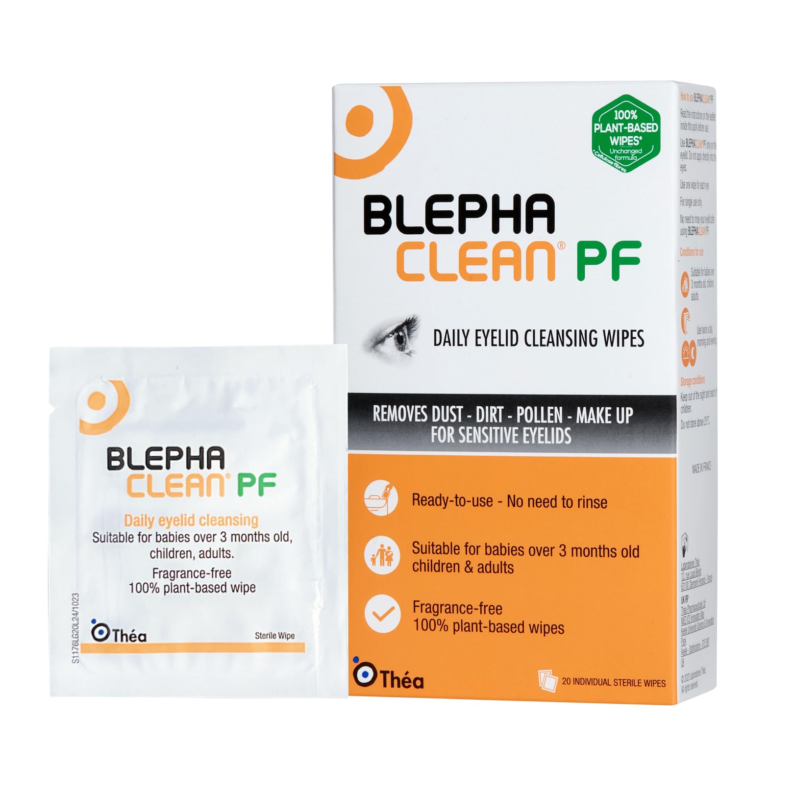 Blephaclean PF Cleansing Eyelid Wipes, for Sensitive Eyelids, 20 Wipes | Sterile