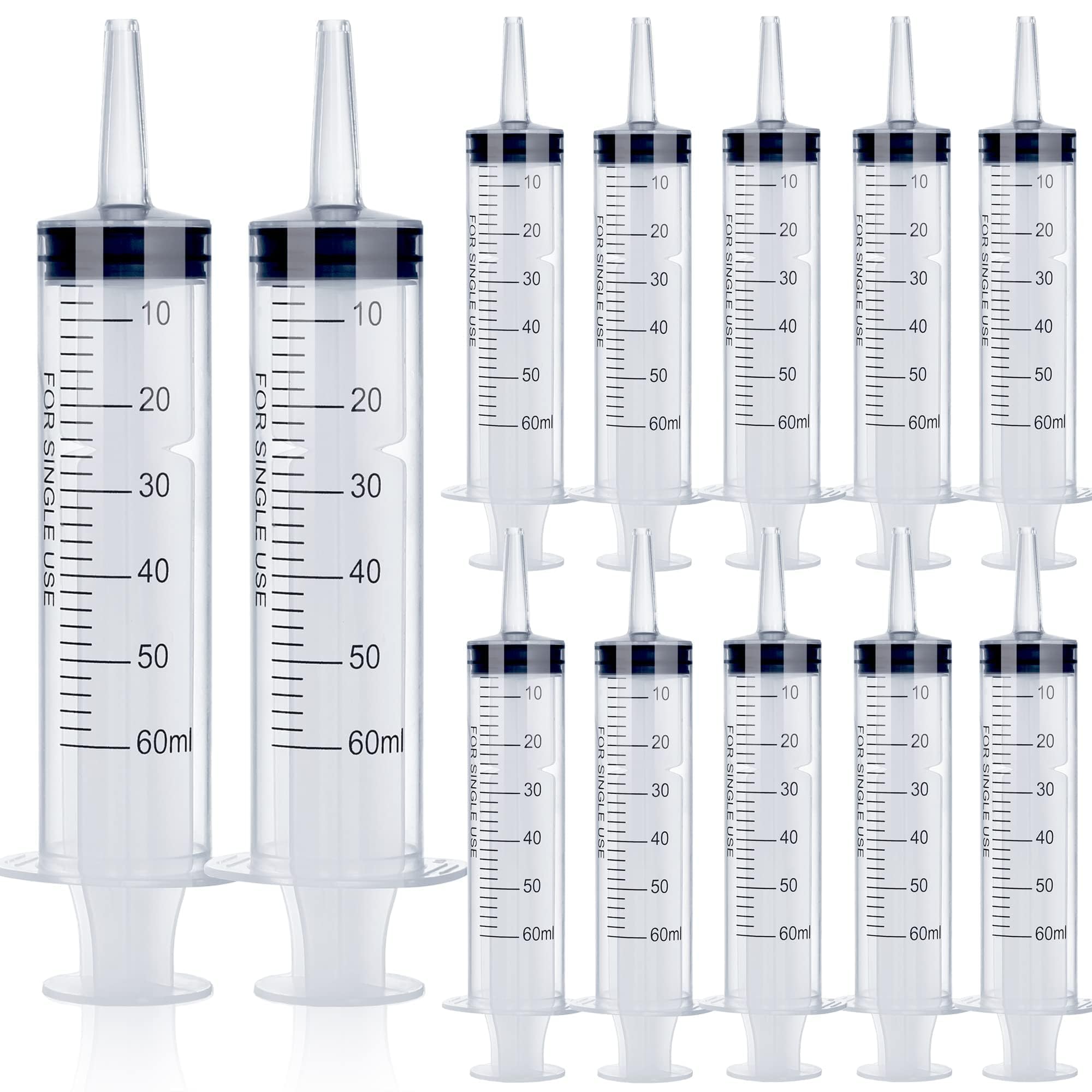 12Pack 60ml Syringe for Liquid - Large Plastic Syringes Without Needle for Food 
