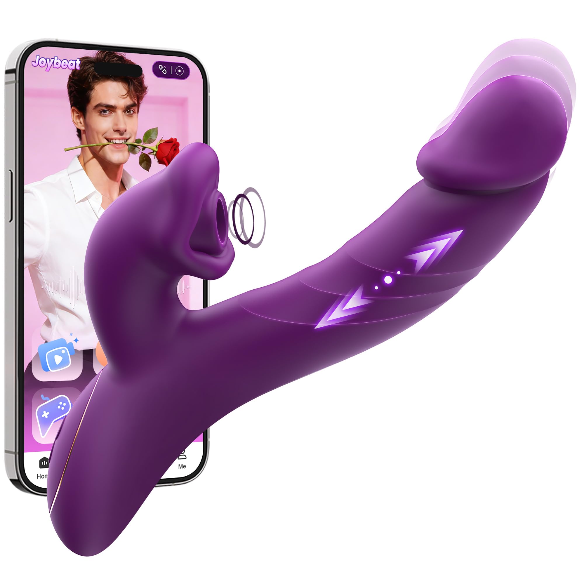 Toendi Sucking Vibrator Rabbit Sex Toy, Nipple Clit Sucker Thrusting Dildo | 9 S