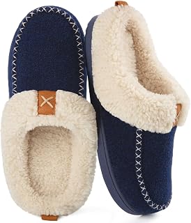 LongBay Women's Slippers Warm Wool Look with Memory Foam Soft Sherpa Lining for Indoor and Outdoor Use