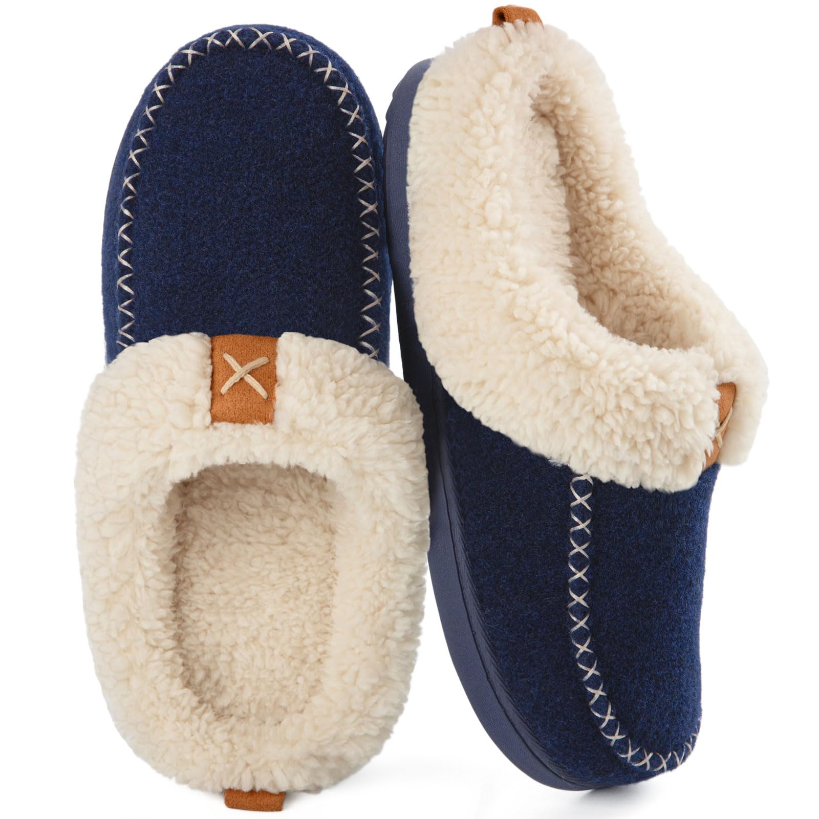 LongBay Women's Slippers Warm Wool Look with Memory Foam Soft Sherpa Lining for 