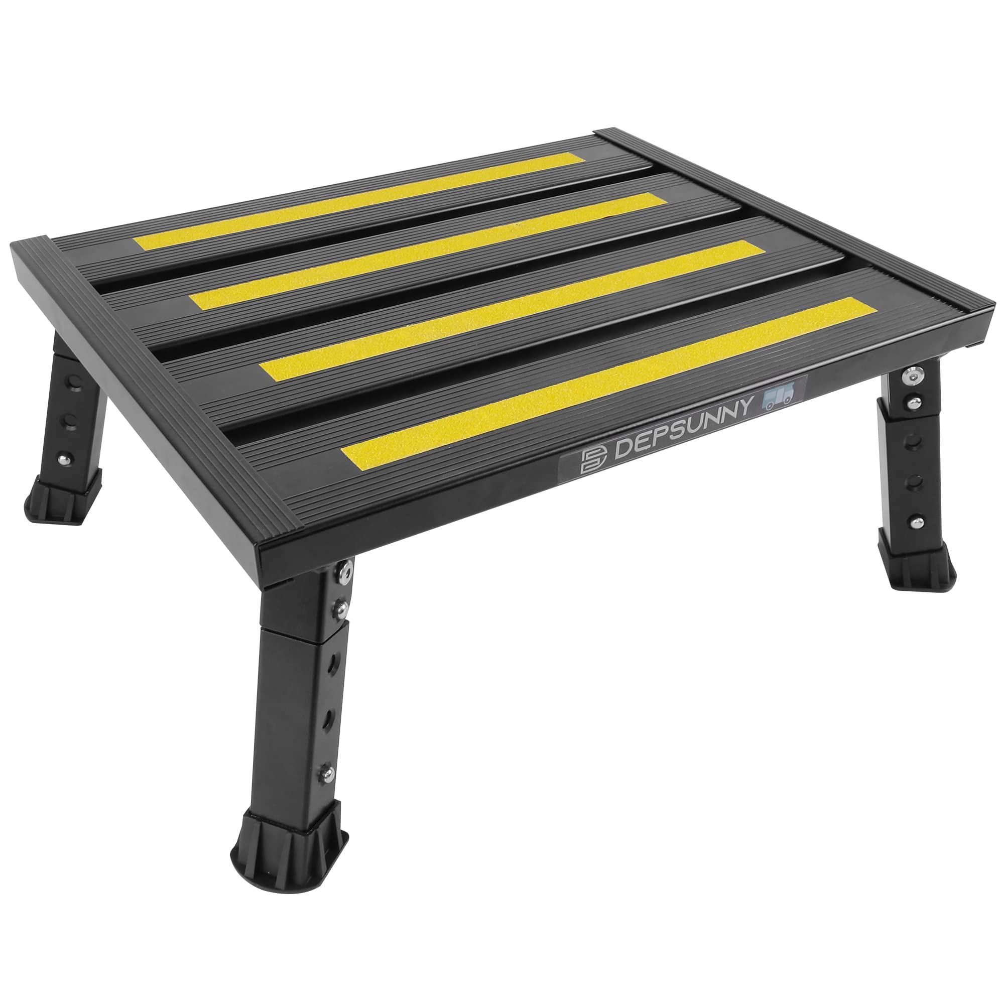 DEPSUNNY Adjustable RV Step Stool, Wide Platform, Foldable Legs, Black | 3 Heigh