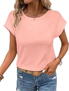 Bliwov レディース Tシャツ キャップ スリーブ トップス クルーネック カジュアル ベーシック サマーTシャツ