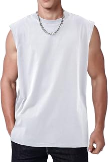 Mens Workout Tank Tops Sleeveless Tshirts Men Muscle Shirt Gym Acid Wash T-Shirt Running Beach T-Shirt Loose Fit