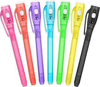 pen 7pcs Spy with UV Light, Magic Marker with UV Light for Kids, Invisible Ink Party Bag Fillers