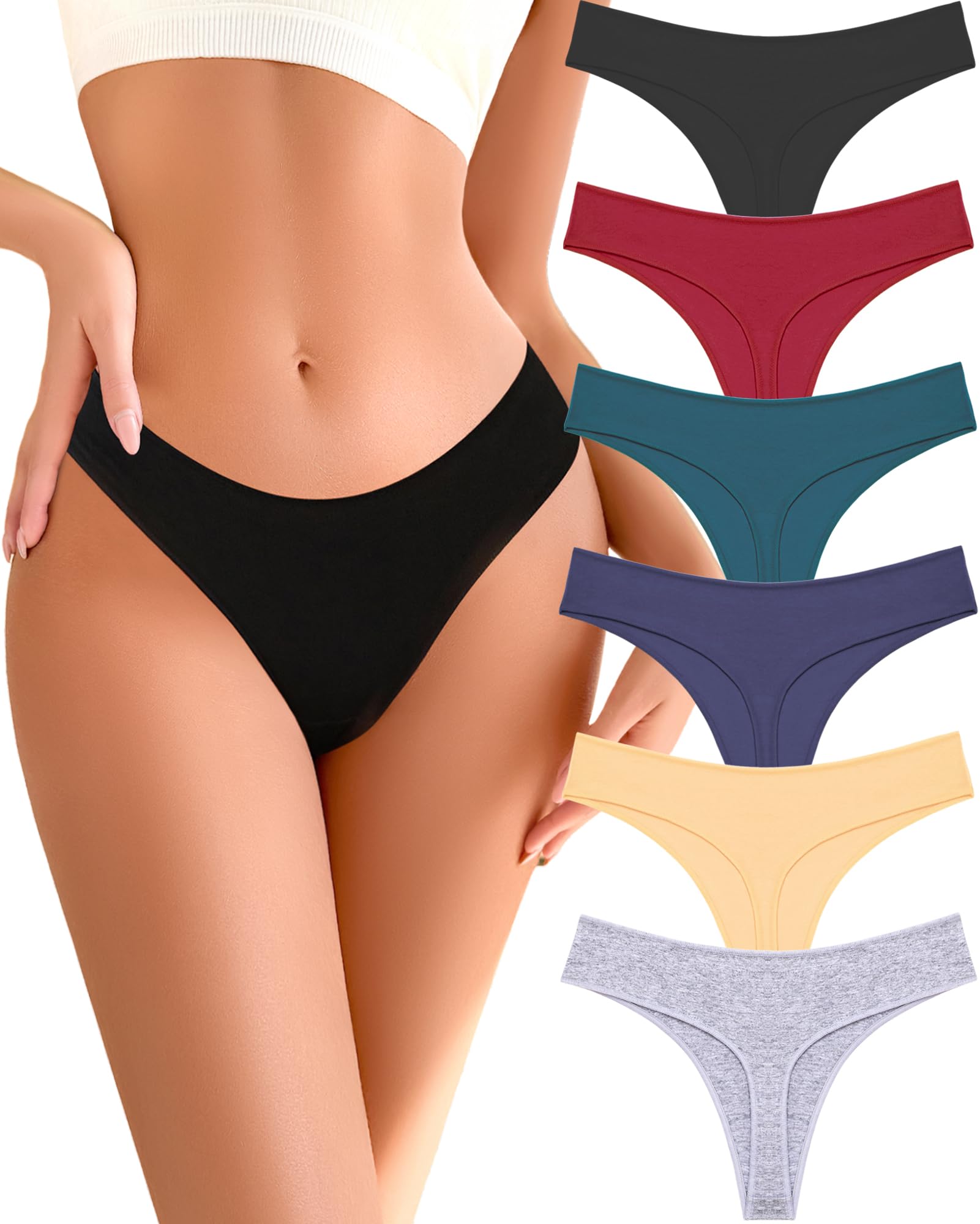READY TO LOVE Underwear Womens Sexy Cotton Lace Thongs for Women Breathable V-Wa