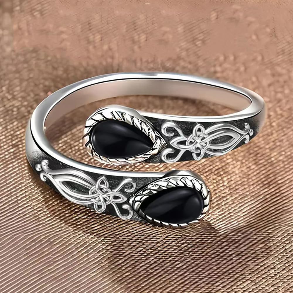 Women's Open Ring Vintage Pattern Engraved Adjustable Statement Jewelry